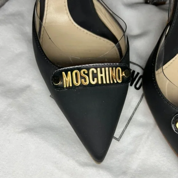 MOSCHINO WOMENS HEELS SIZE 37 1/2⭐️100% AUTHENTIC⭐️ BLACK⭐️AMAZING CONDITION